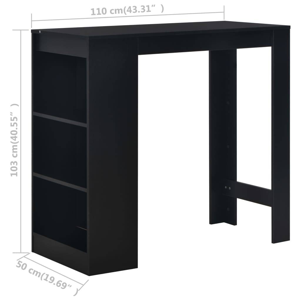 vidaXL Bartisch mit Regal Schwarz 110 x 50 x 103 cm