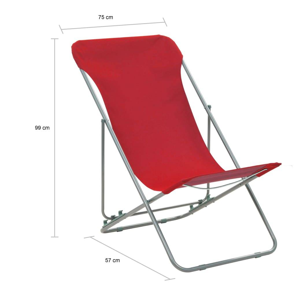 vidaXL Klappbare Strandstühle 2 Stk. Stahl und Oxford-Gewebe Rot