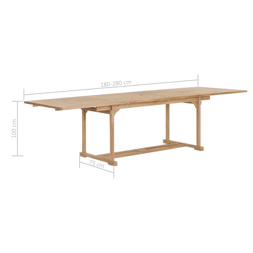 vidaXL 9-tlg. Garten-Essgruppe 180-280 x 100 x 75 cm Teak Massivholz