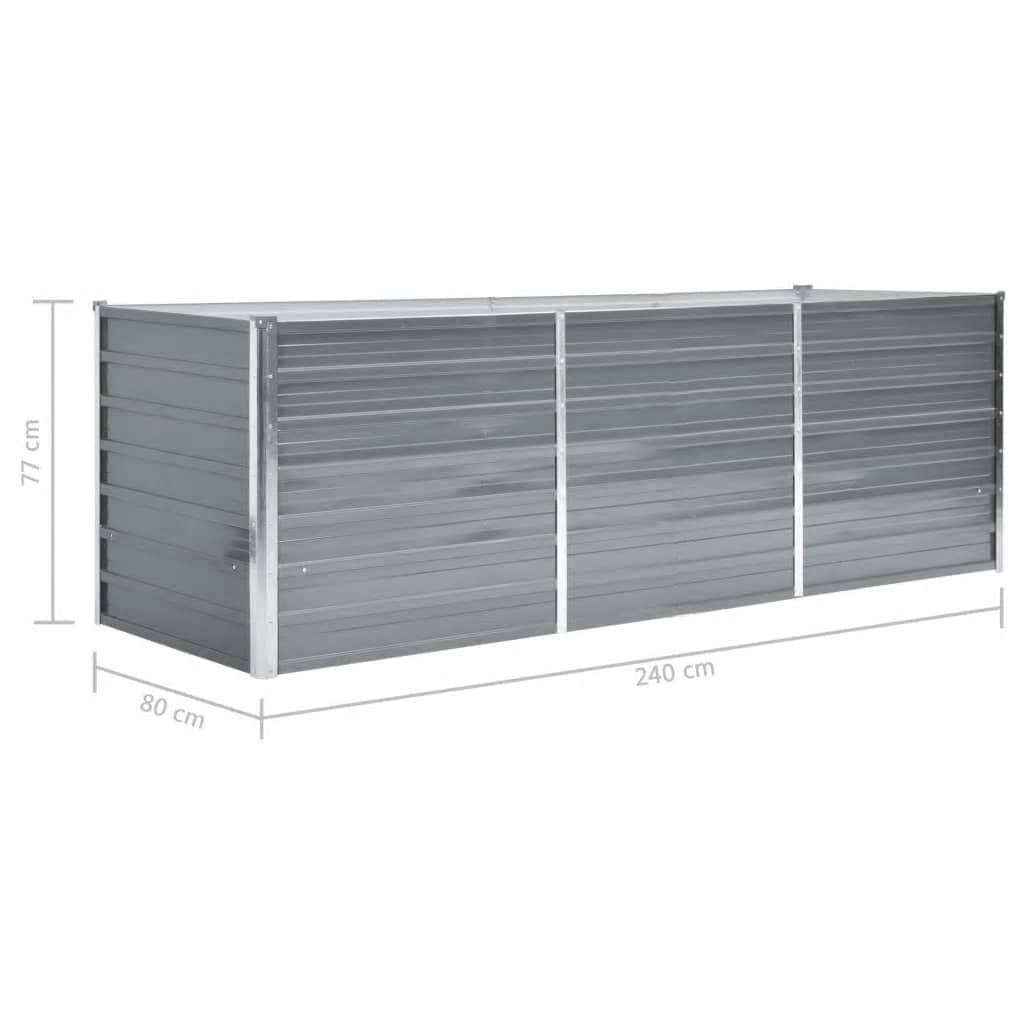 vidaXL Garten-Hochbeet Verzinkter Stahl 240x80x77 cm Grau