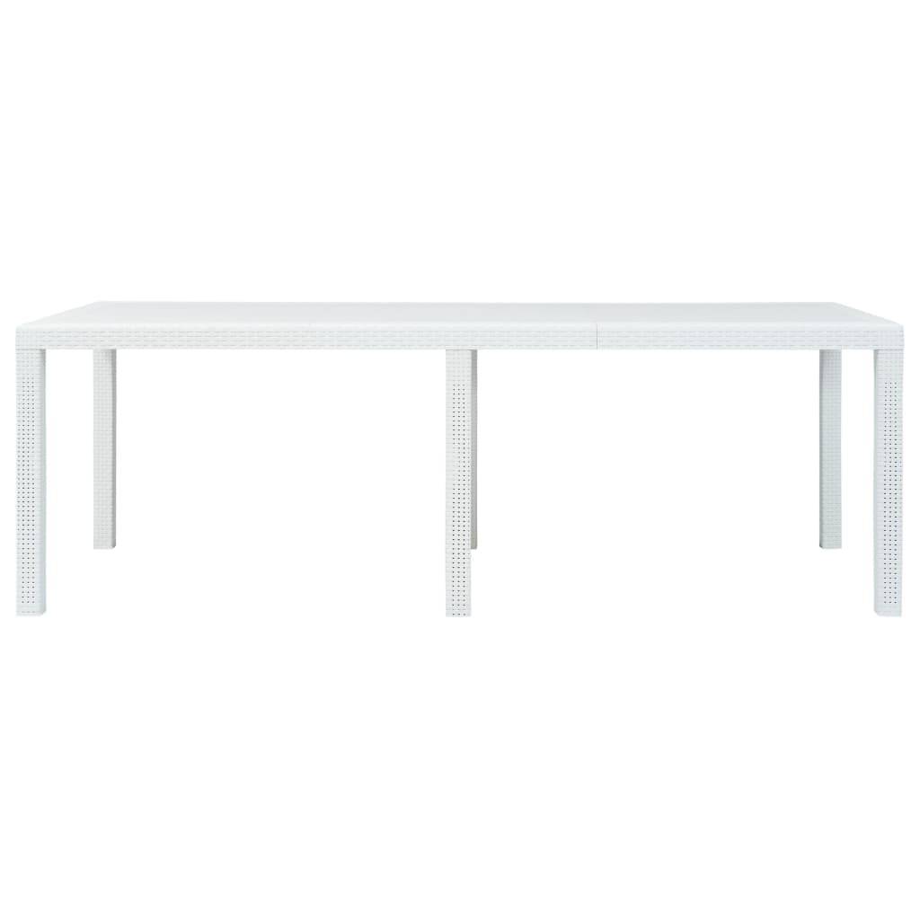 vidaXL Gartentisch Weiß 220x90x72 cm Kunststoff Rattan-Optik