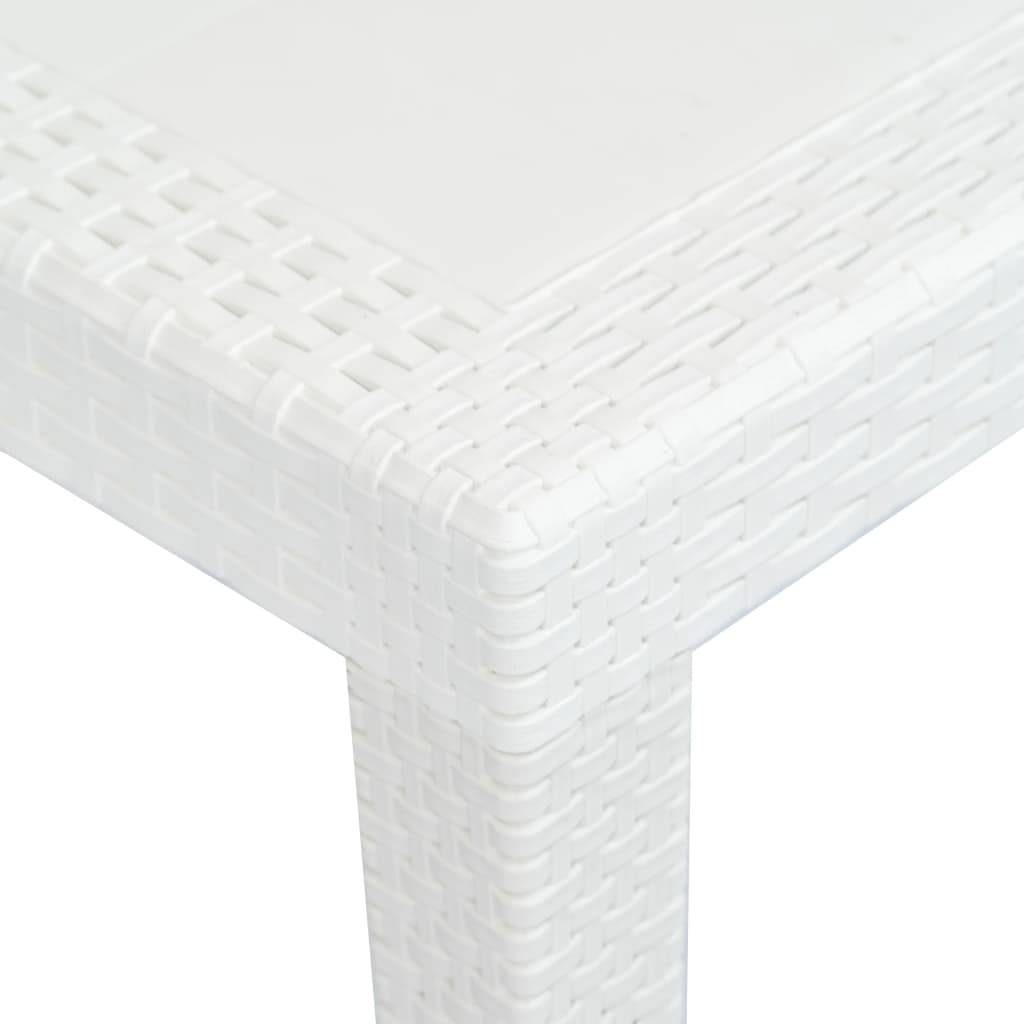 vidaXL Gartentisch Weiß 220x90x72 cm Kunststoff Rattan-Optik