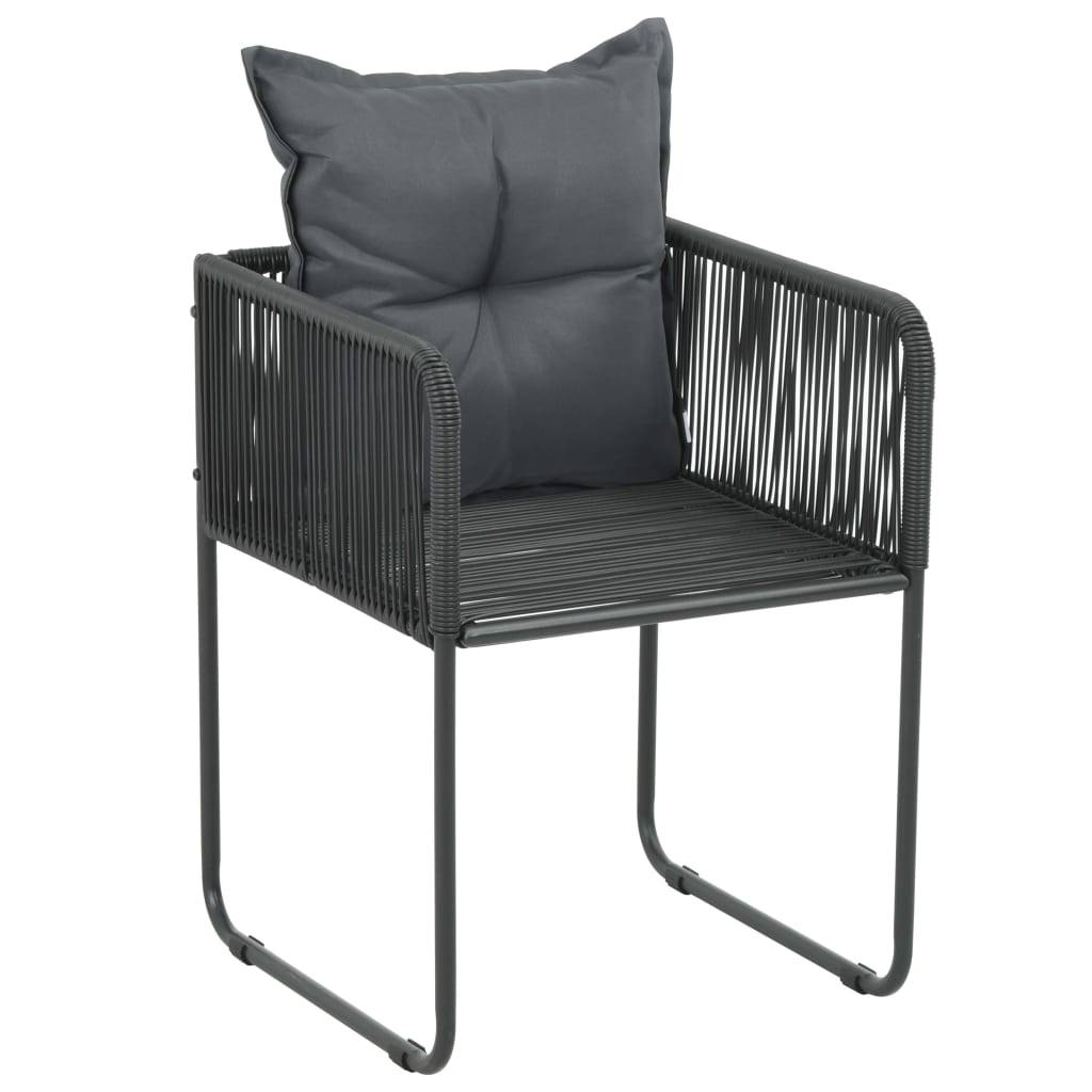 vidaXL Gartenstühle 4 Stk. mit Kissen Poly Rattan Schwarz