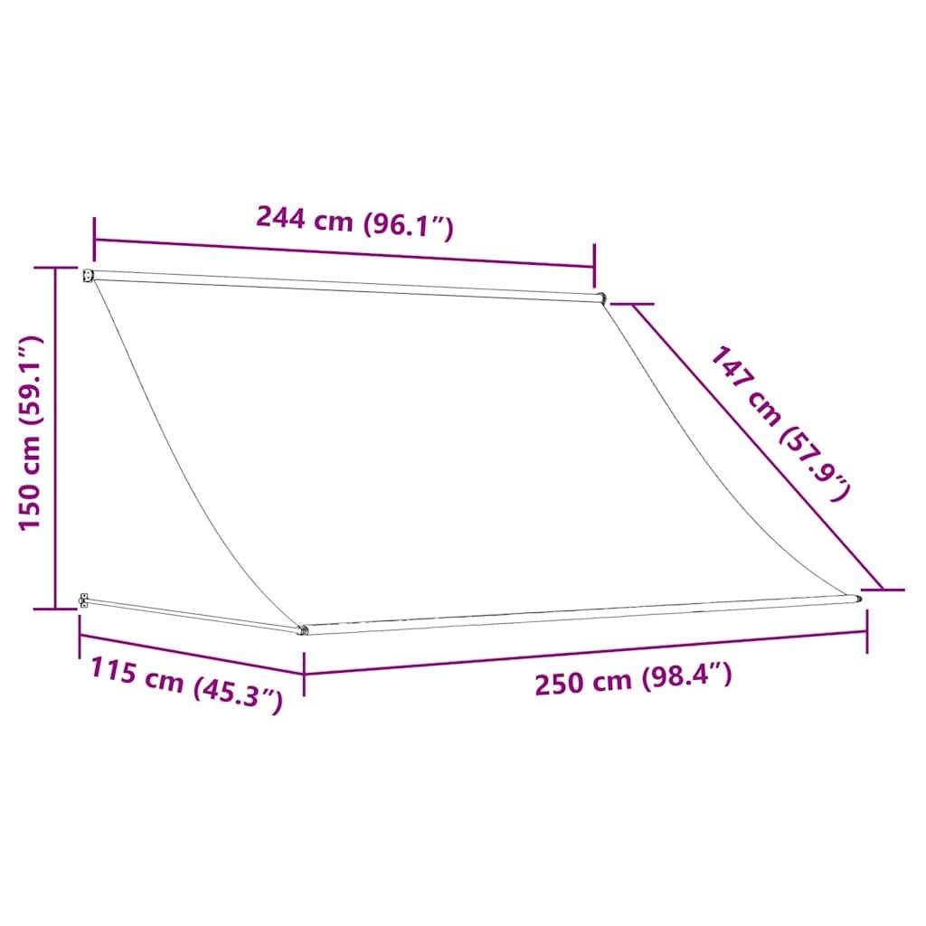 vidaXL Einziehbare Markise 250×150 cm Blau und Weiß