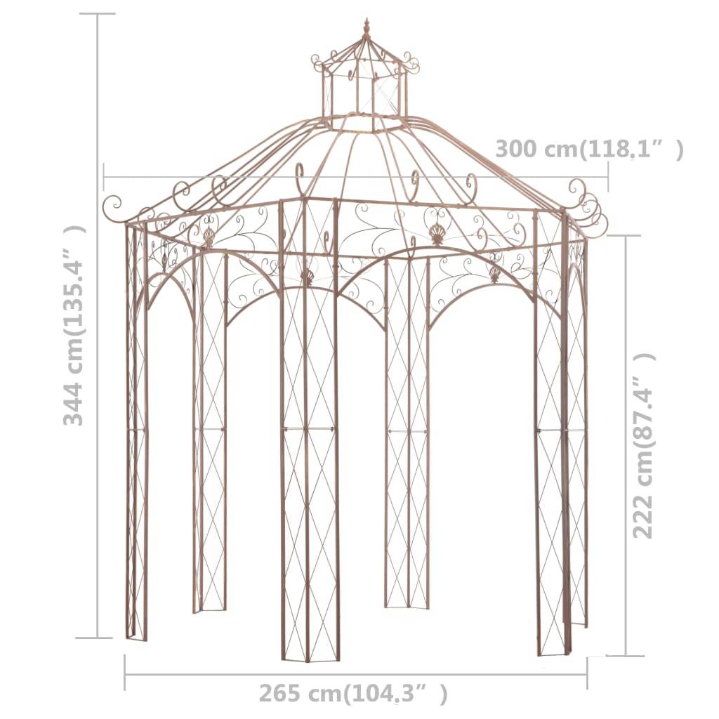 vidaXL Gartenpavillon Antikbraun 3 m Eisen