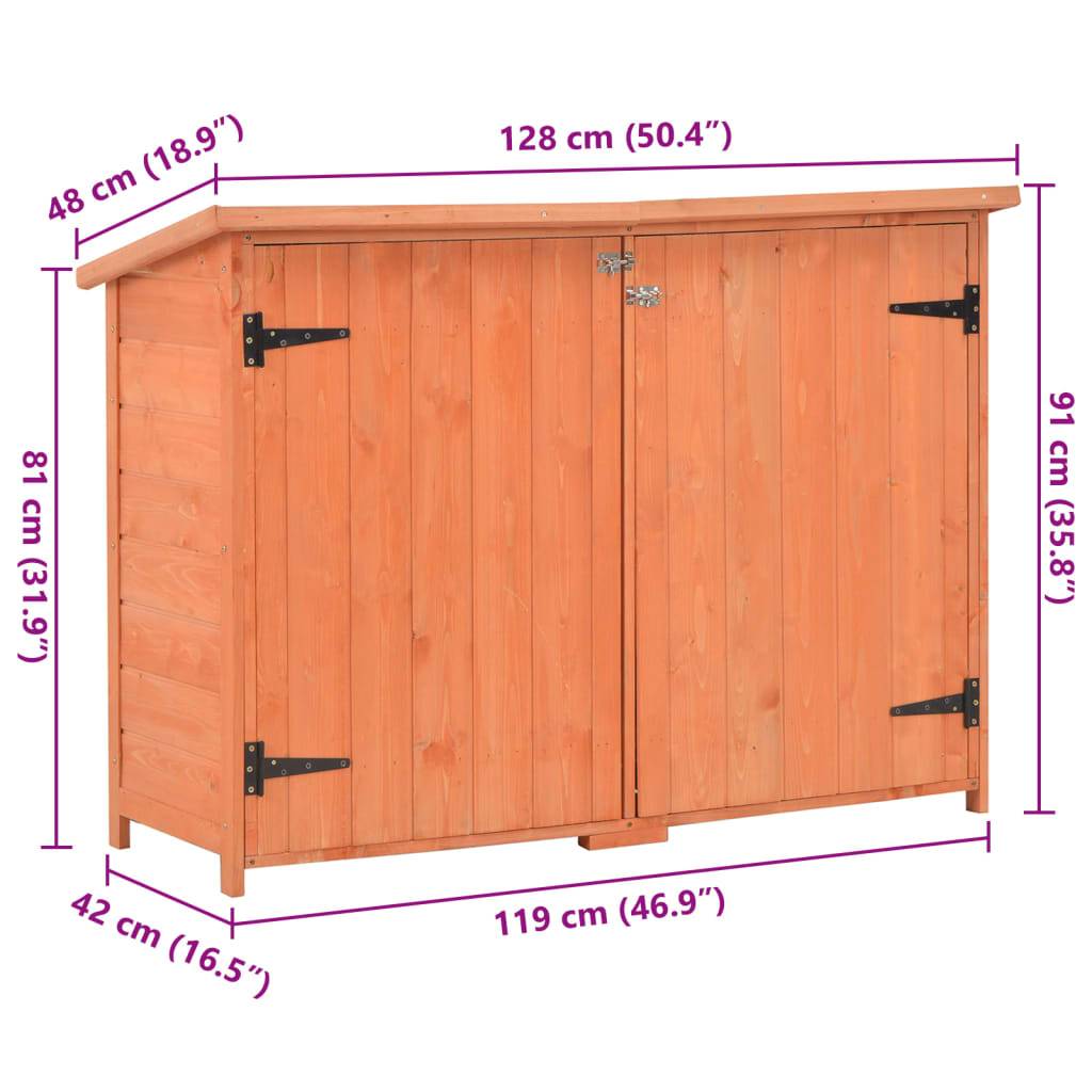 vidaXL Garten-Geräteschuppen 128x42x91 cm Holz