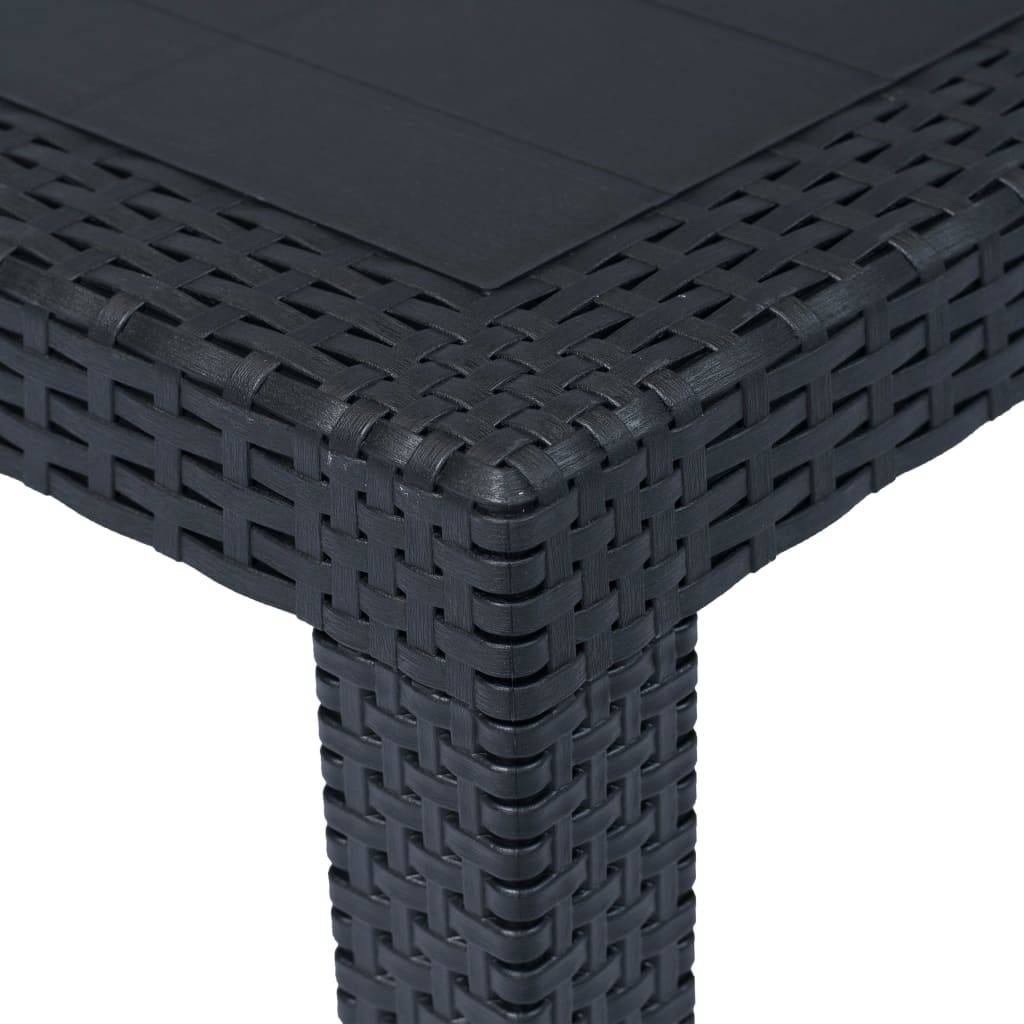 vidaXL Gartentisch Anthrazit 220x90x72 cm Kunststoff Rattan-Optik