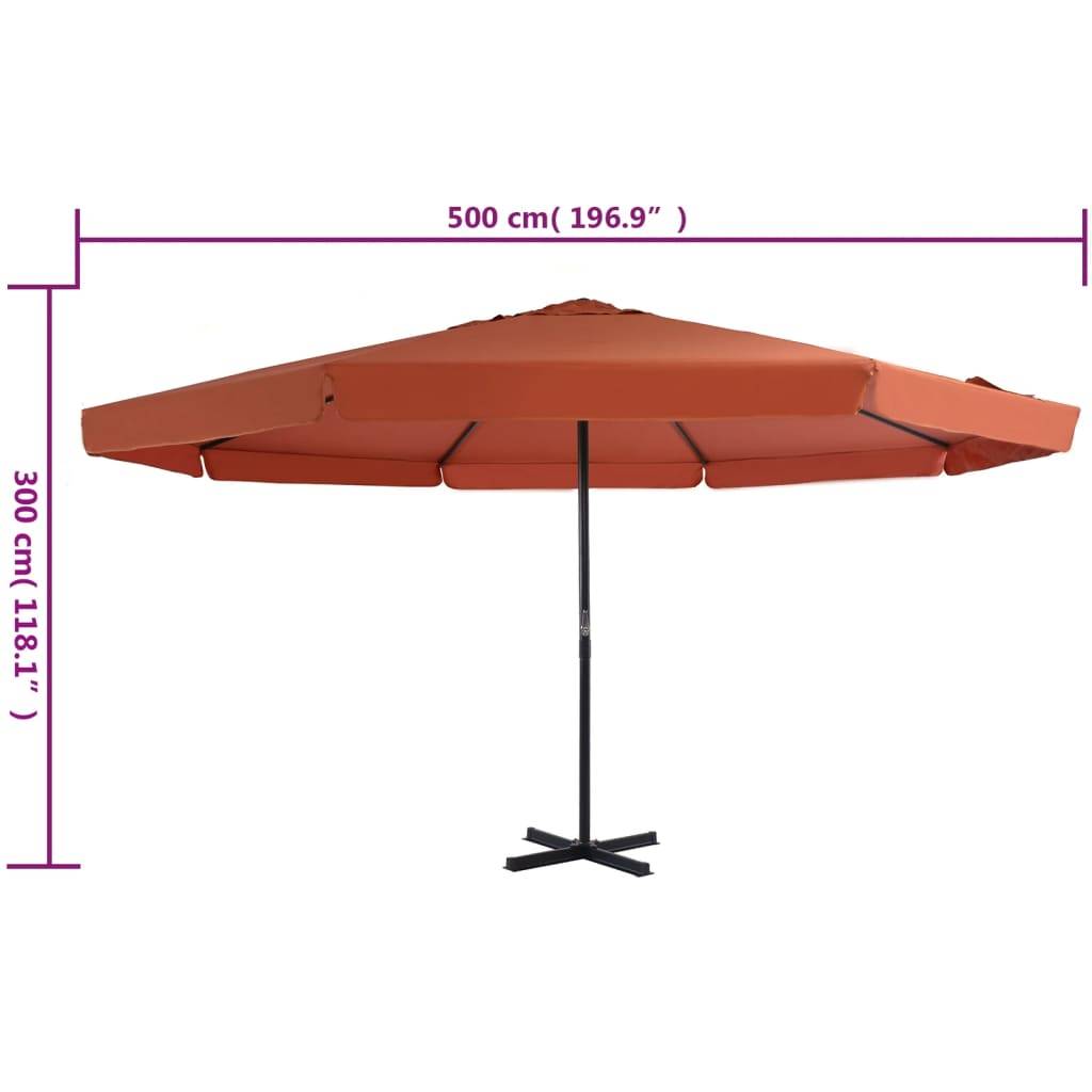 vidaXL Sonnenschirm Aluminium-Mast 500 cm Terrakotta-Rot