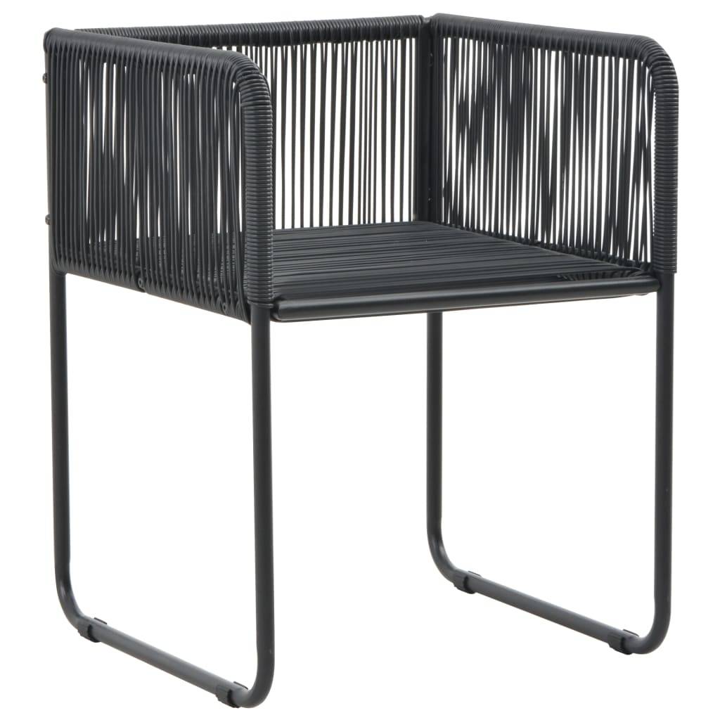 vidaXL Gartenstühle 2 Stk. mit Polstern Poly Rattan Schwarz