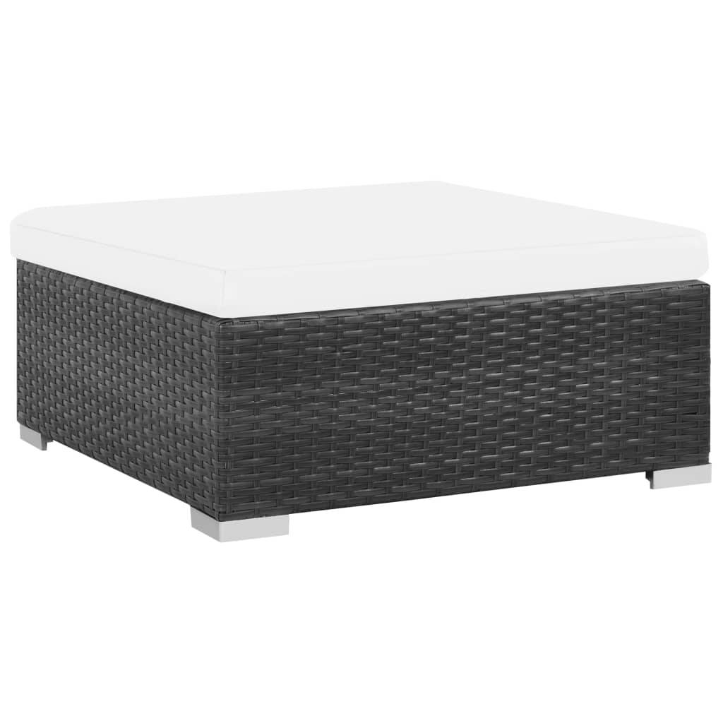 vidaXL 7-tlg. Garten-Lounge-Set mit Auflagen Poly Rattan Schwarz