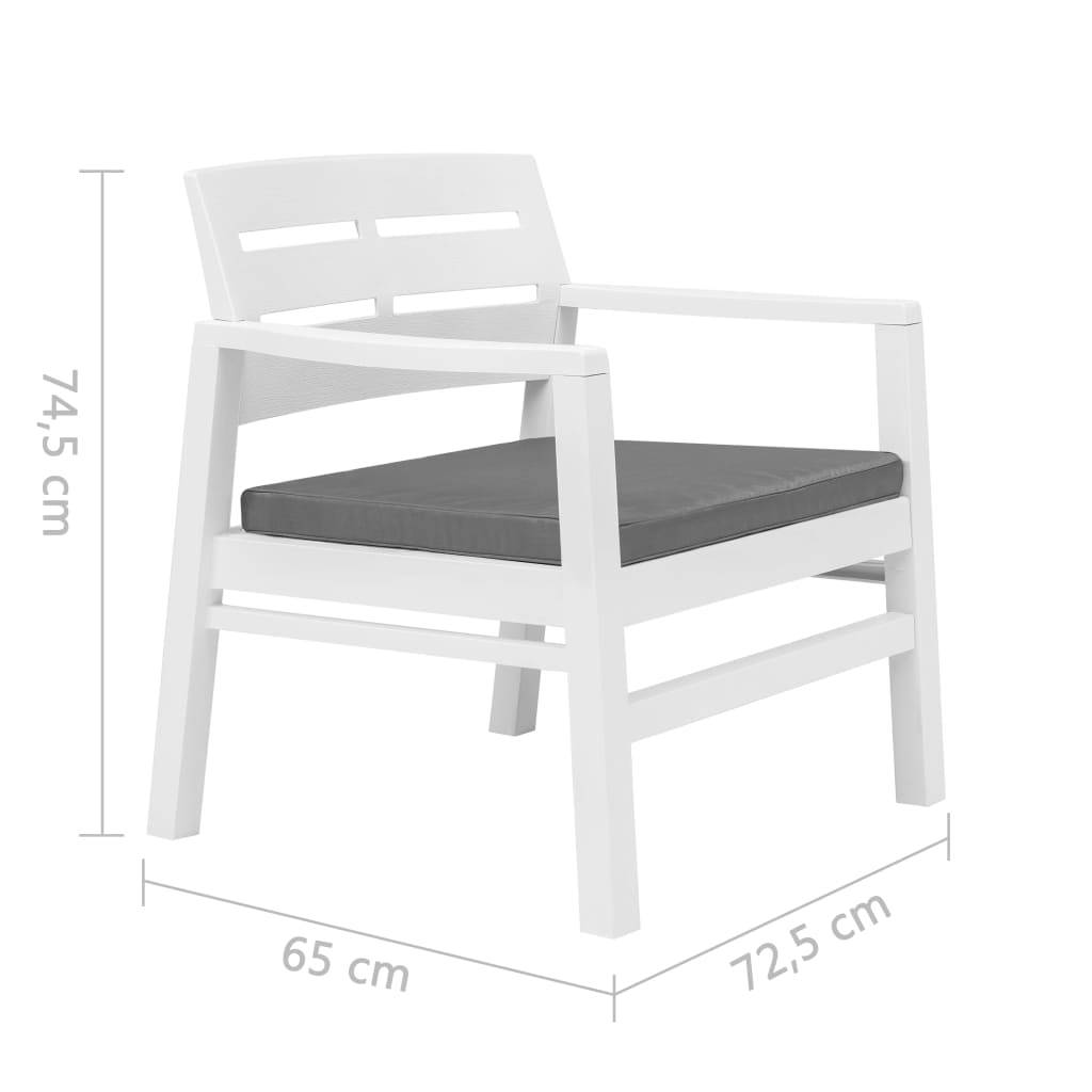 vidaXL 3-tlg. Garten-Essgruppe Weiß Kunststoff