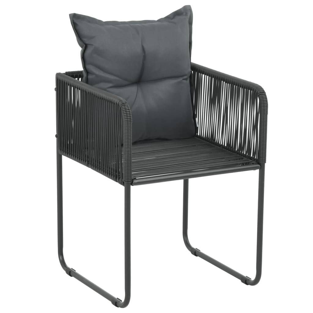 vidaXL Gartenstühle 2 Stk. mit Polstern Poly Rattan Schwarz