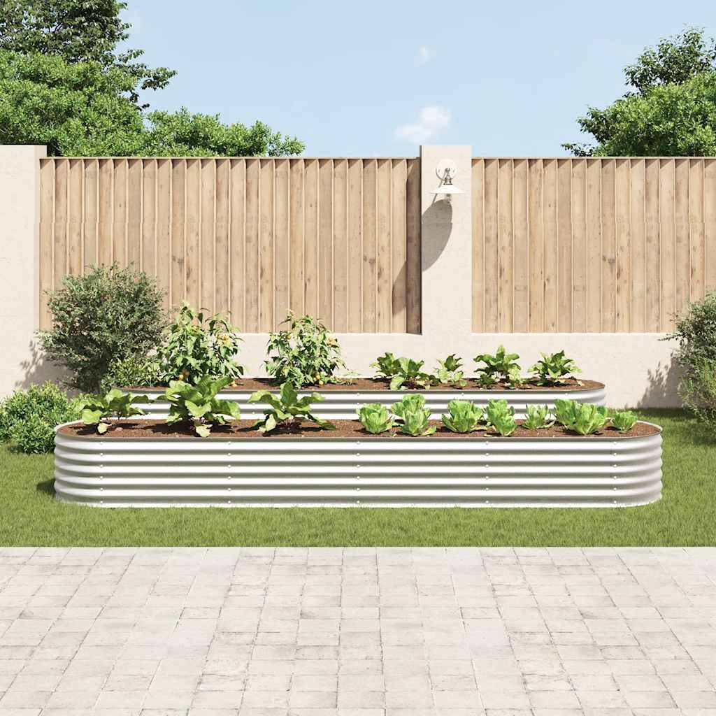 vidaXL Garten-Hochbeet 400 x 80 x 44 cm Verzinkter Stahl Silbern