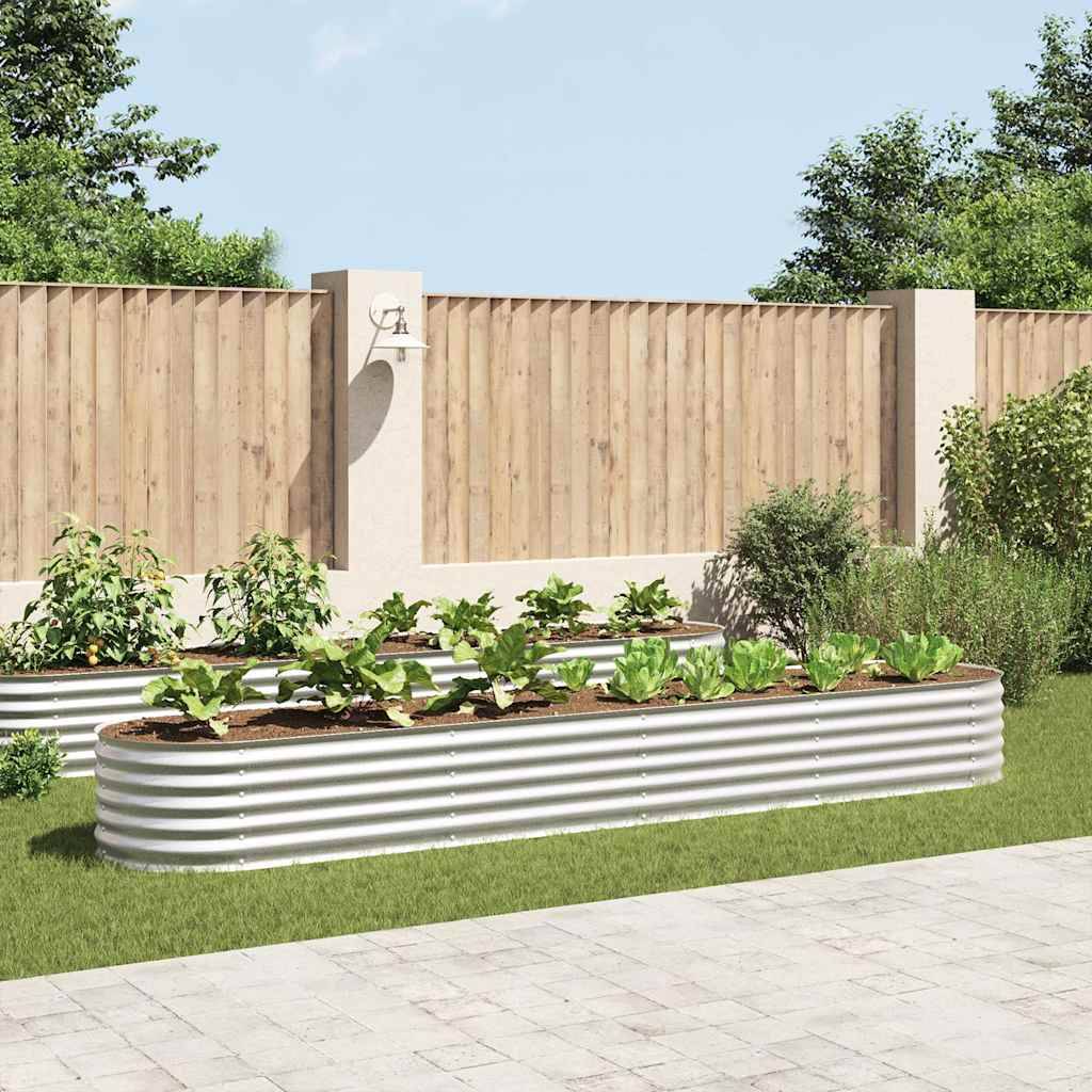 vidaXL Garten-Hochbeet 400 x 80 x 44 cm Verzinkter Stahl Silbern