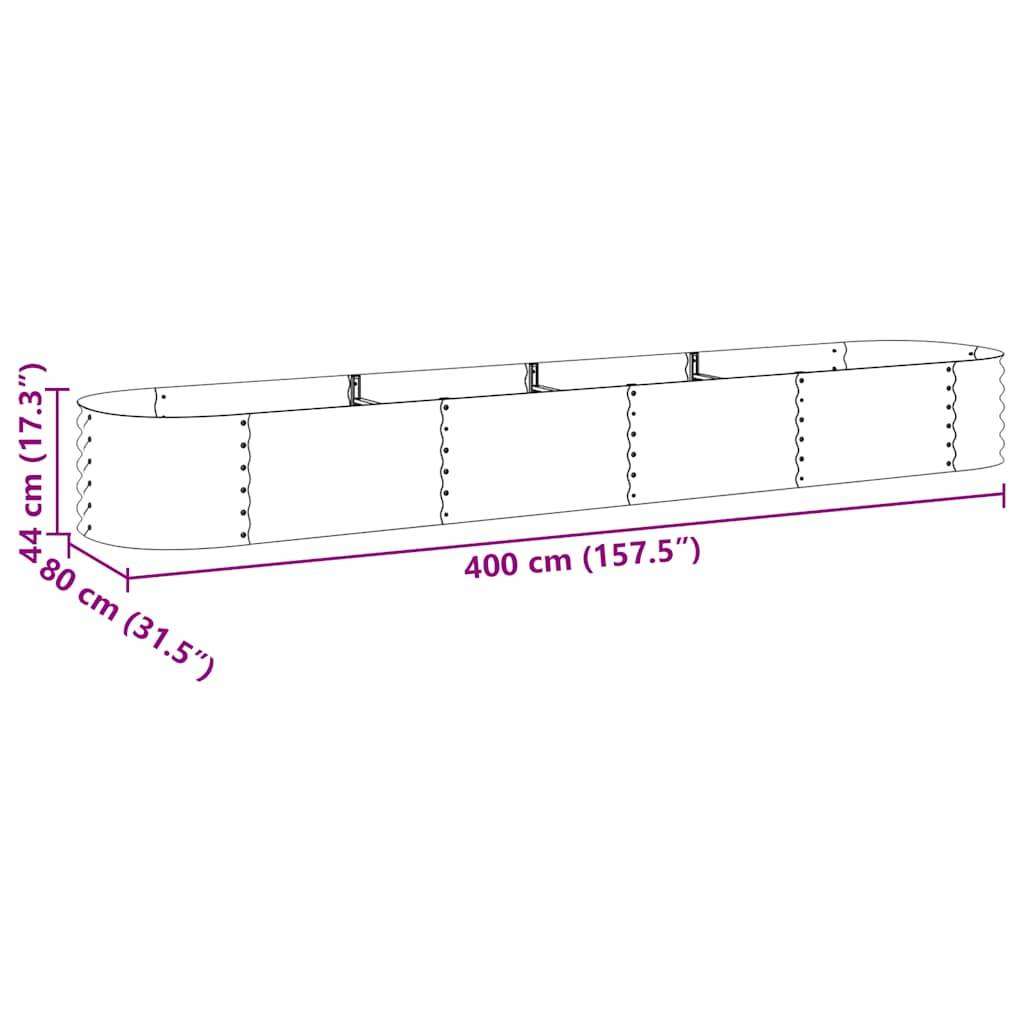 vidaXL Garten-Hochbeet 400 x 80 x 44 cm Verzinkter Stahl Silbern