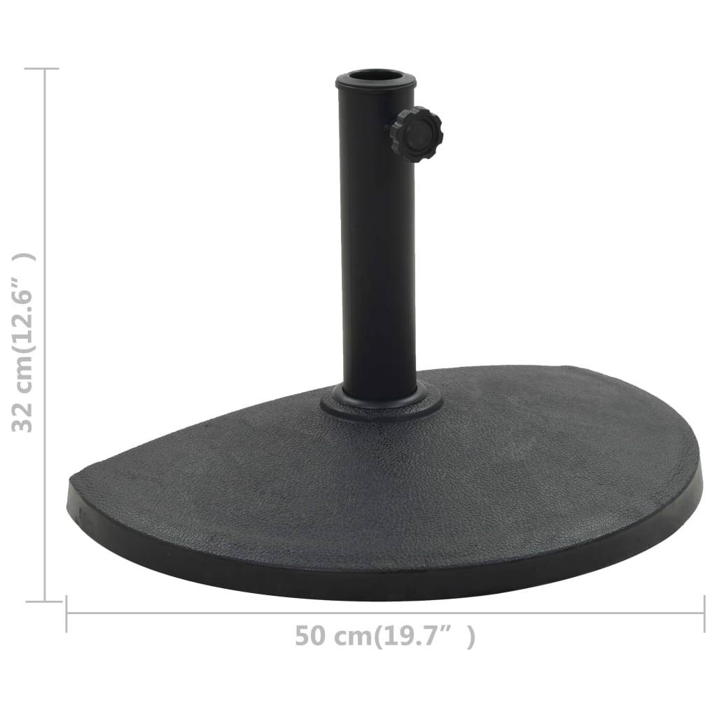 vidaXL Sonnenschirmfuß Halbrund 9 kg Schwarz Polyharz