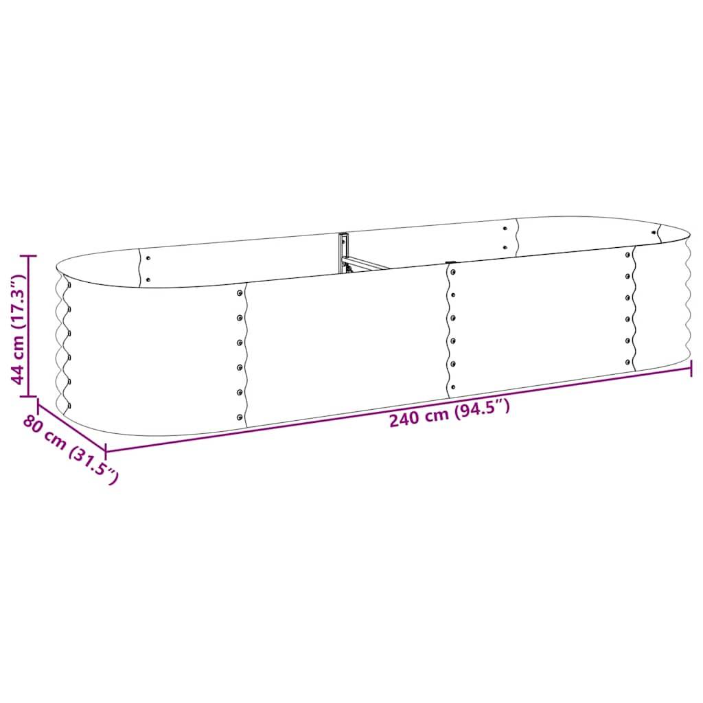 vidaXL Garten-Hochbeet 240x80x44 cm Verzinkter Stahl Silbern