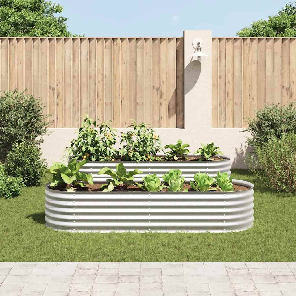 vidaXL Garten-Hochbeet 240x80x44 cm Verzinkter Stahl Silbern