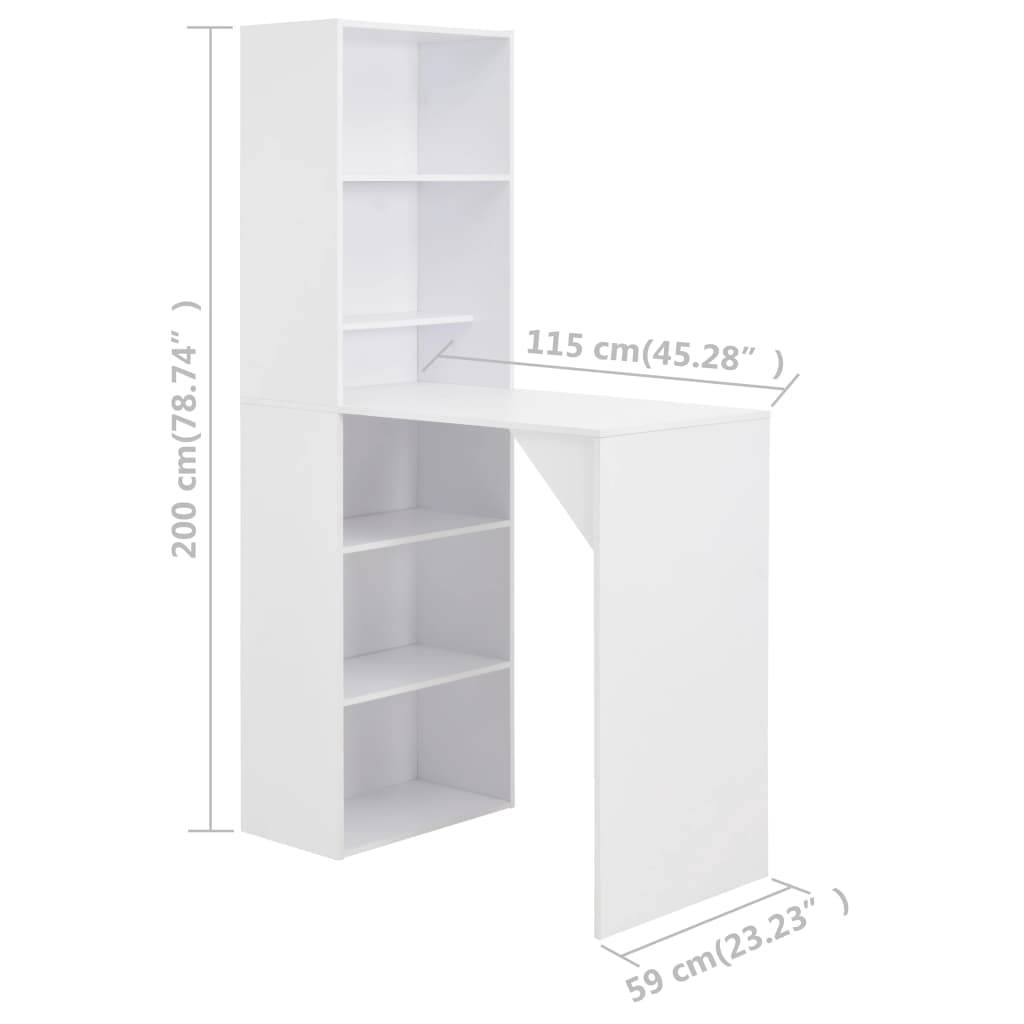 vidaXL Bartisch mit Schrank Weiß 115x59x200 cm