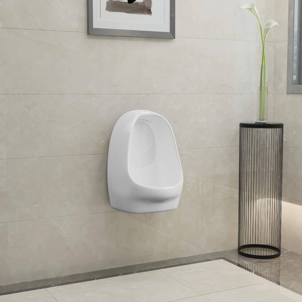 vidaXL Wandurinal mit Spülventil Keramik Weiß