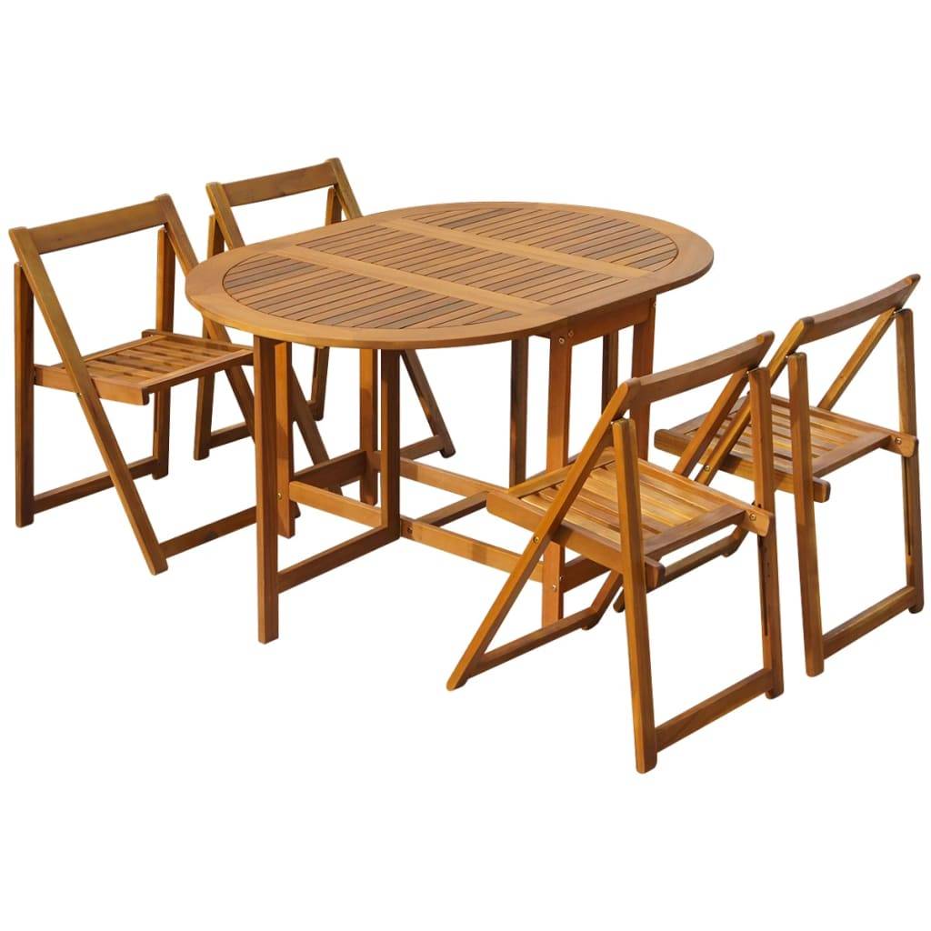 vidaXL 5-tlg. Garten-Essgruppe Klappbar Akazie Massivholz