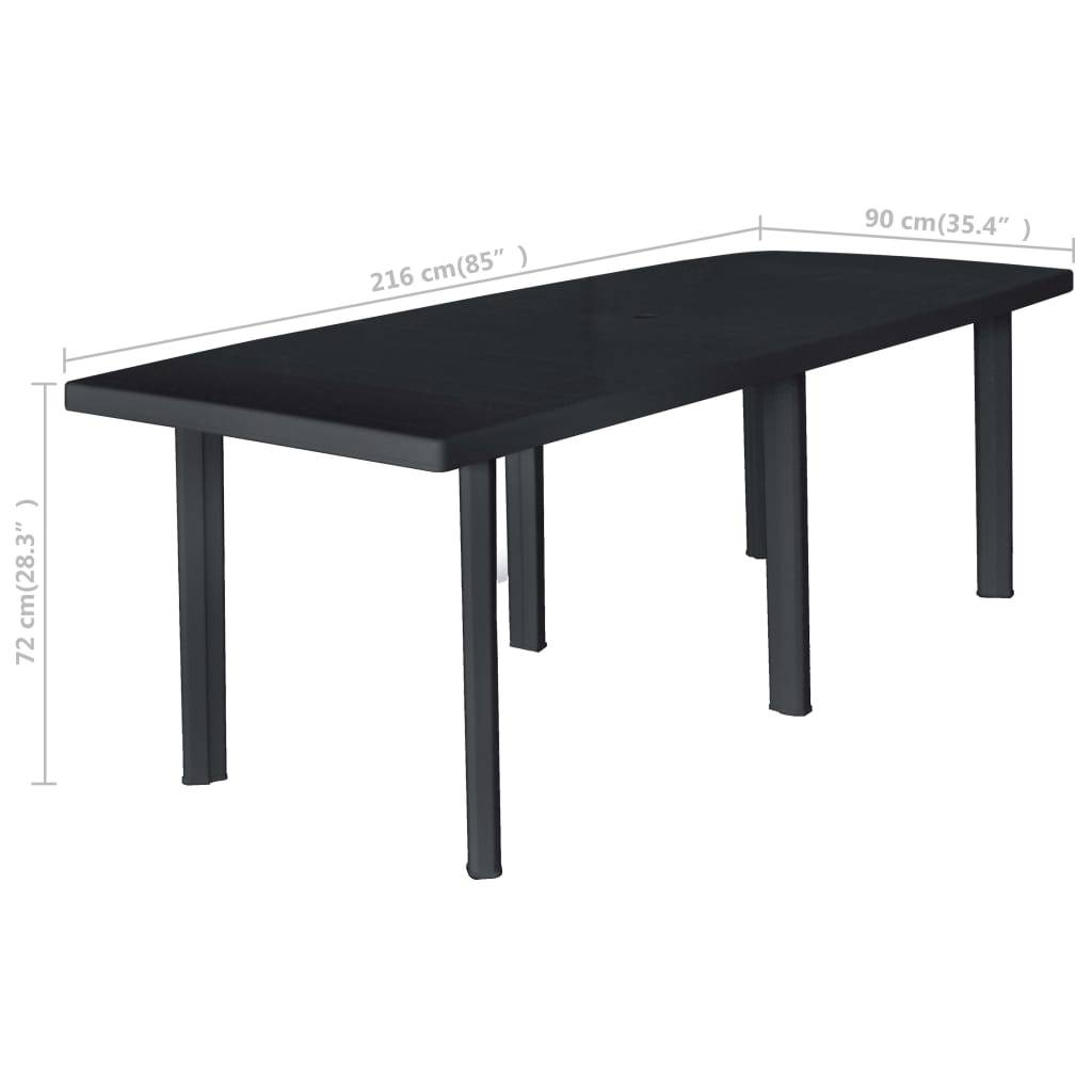 vidaXL Gartentisch Anthrazit 216x90x72 cm Kunststoff