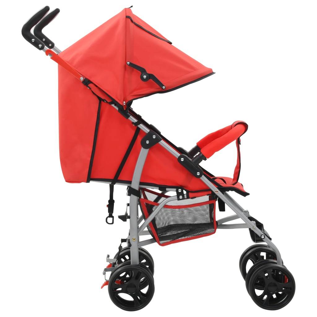vidaXL 2-in-1 Kinderwagen Buggy Klappbar Rot Stahl