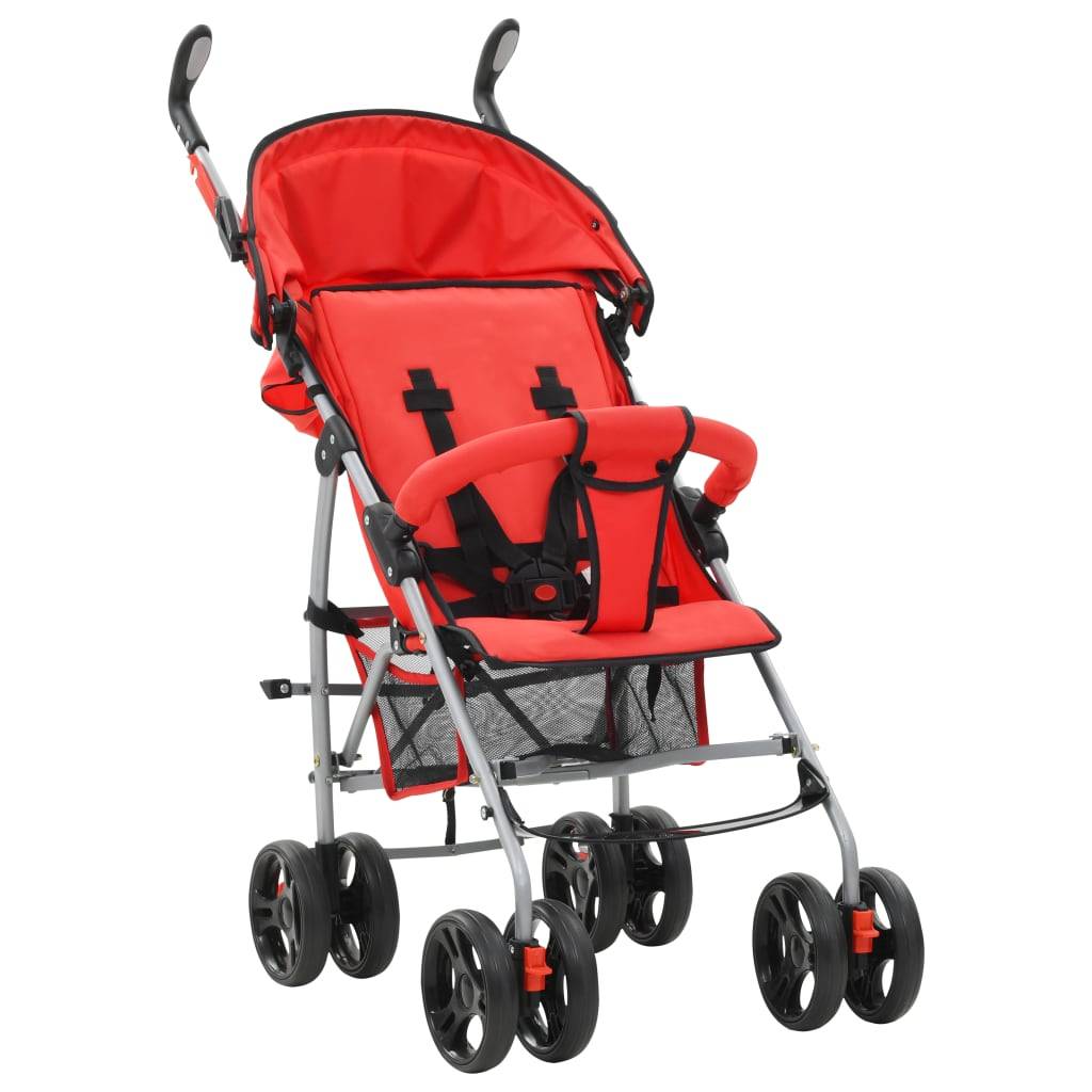 vidaXL 2-in-1 Kinderwagen Buggy Klappbar Rot Stahl