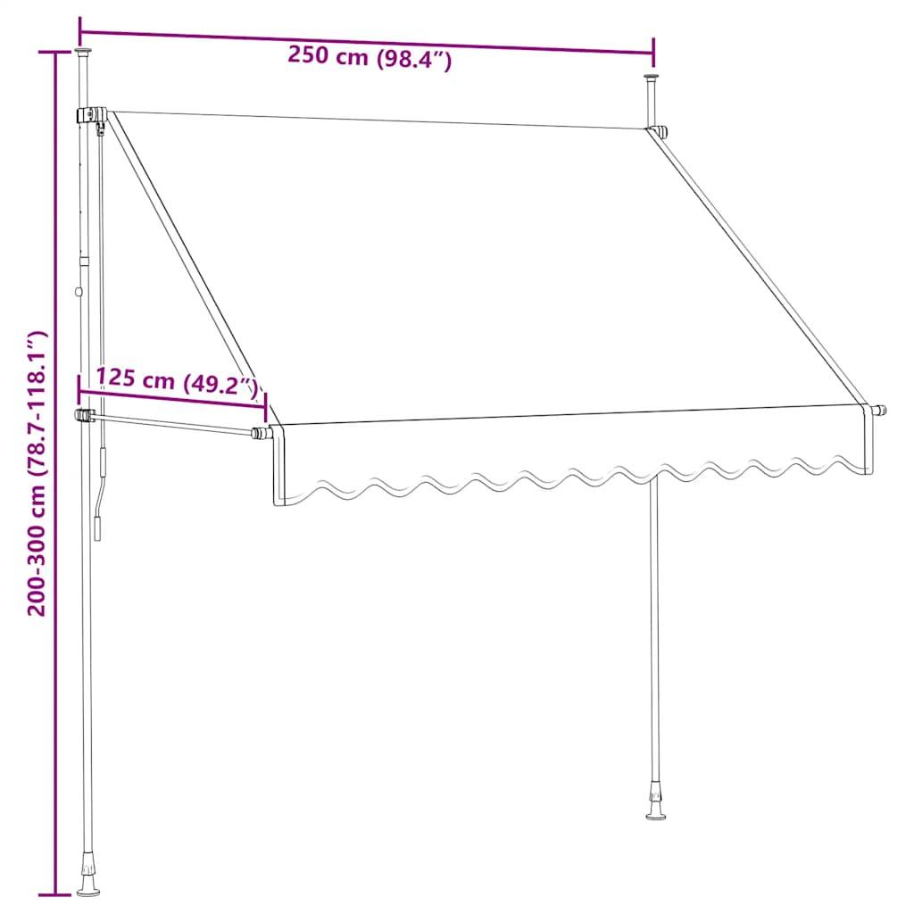 vidaXL Einziehbare Markise Handbetrieben 250 cm Cremeweiß