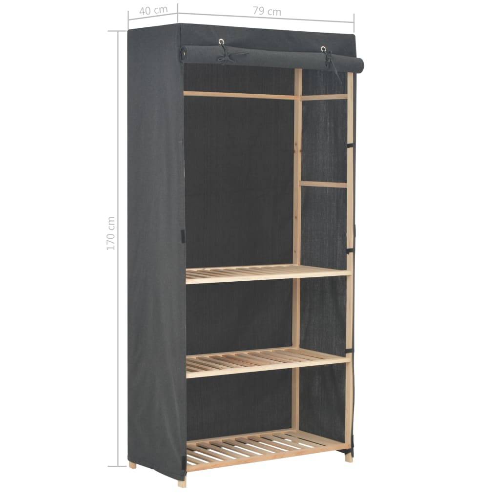 vidaXL 3-stufiger Kleiderschrank Grau 79 x 40 x 170 cm Stoff