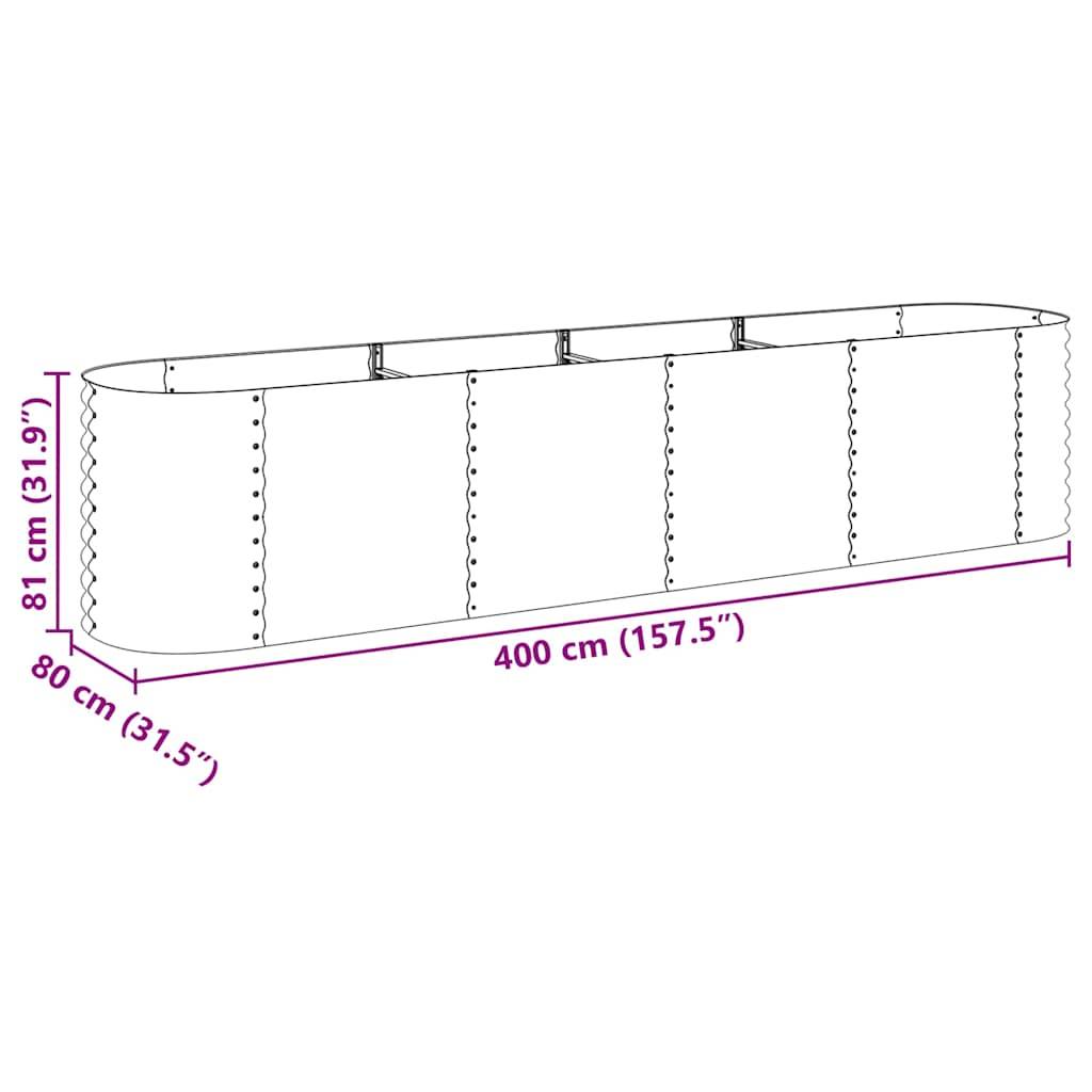vidaXL Garten-Hochbeet 400 x 80 x 81 cm Verzinkter Stahl Silbern