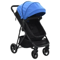 vidaXL 2-in-1 Buggy/Kinderwagen Blau und Schwarz Stahl vidaXL 2-in-1 Buggy/Kinderwagen Blau und Schwarz Stahl