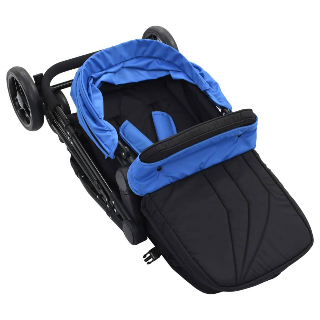 vidaXL 2-in-1 Buggy/Kinderwagen Blau und Schwarz Stahl