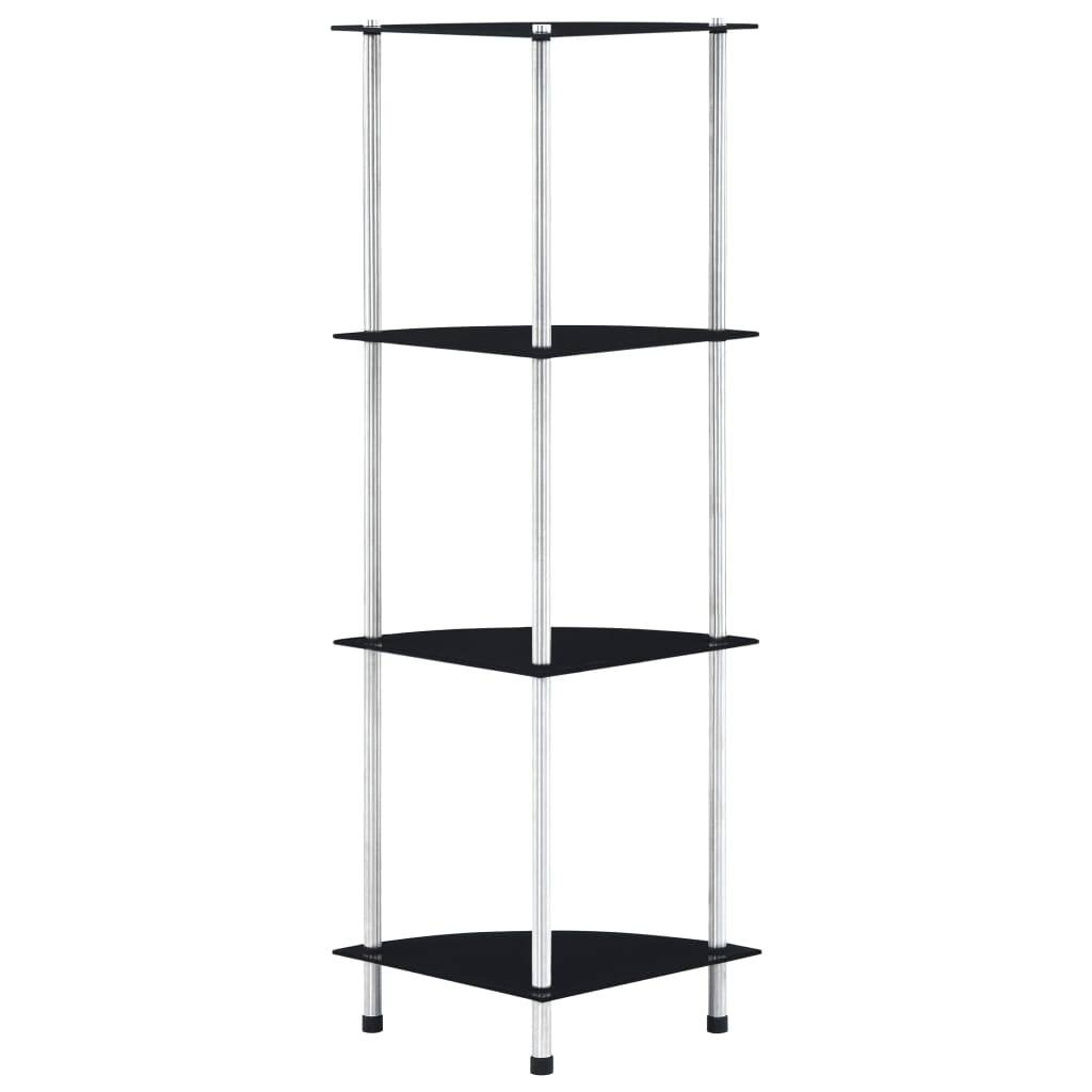 vidaXL Regal mit 4 Ablagen Schwarz 30x30x100 cm Hartglas