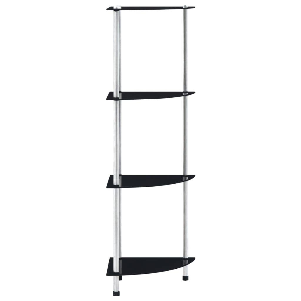 vidaXL Regal mit 4 Ablagen Schwarz 30x30x100 cm Hartglas