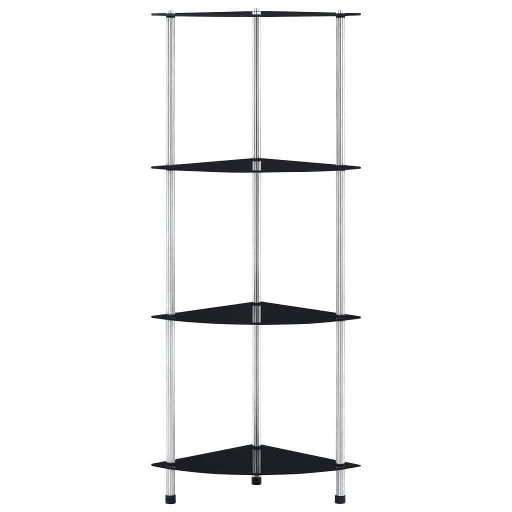 vidaXL Regal mit 4 Ablagen Schwarz 30x30x100 cm Hartglas