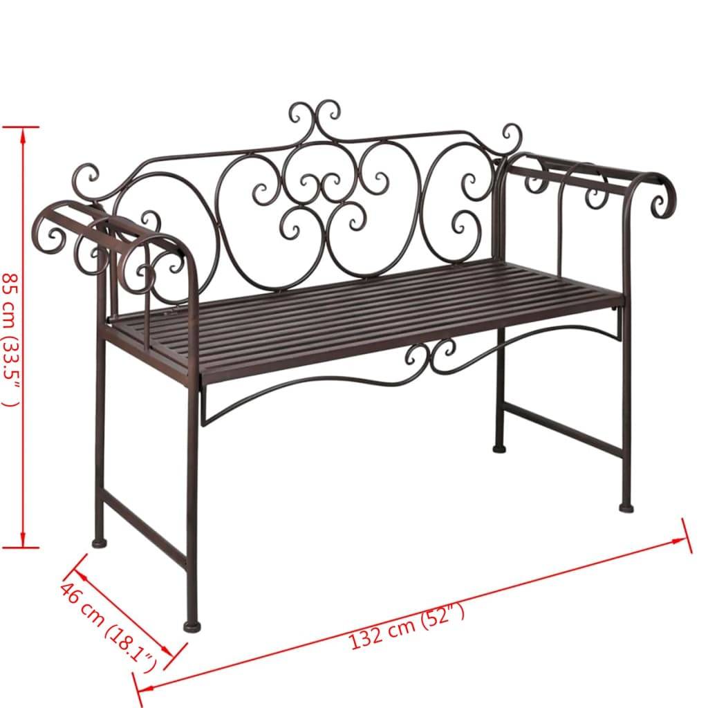 vidaXL Gartenbank 132 cm Stahl Antik Braun