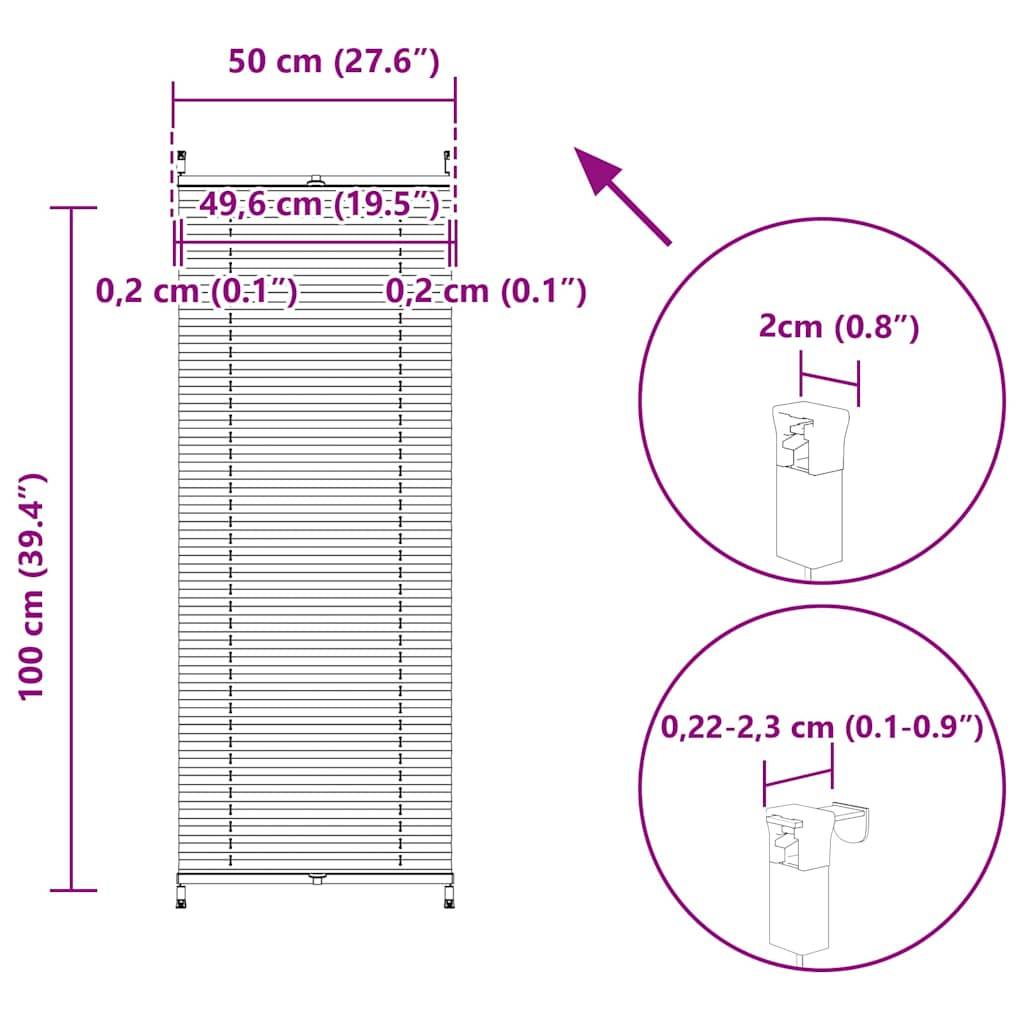 vidaXL Verdunklungsplissee 50×100 cm Weiß