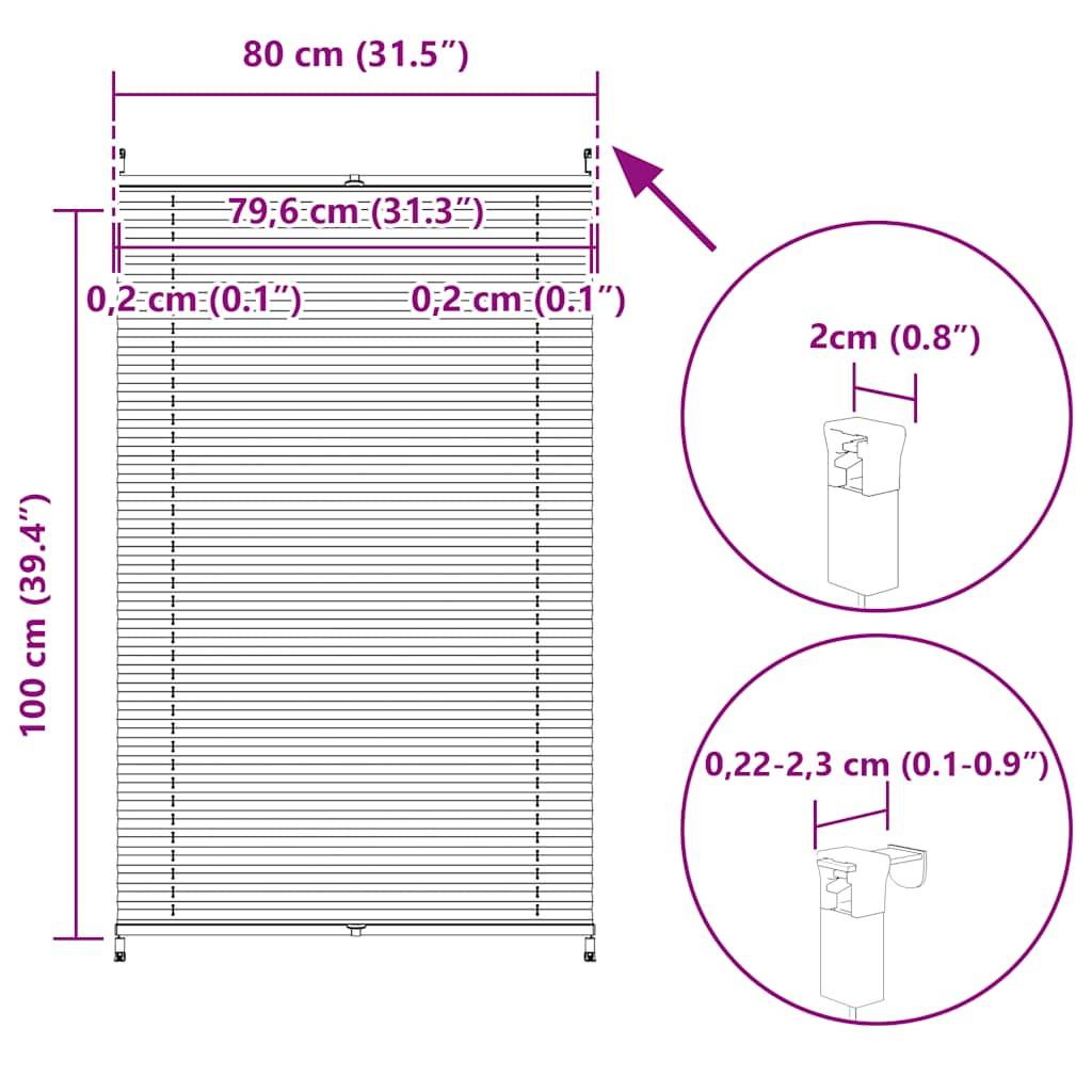 vidaXL Verdunklungsplissee 80×100 cm Weiß