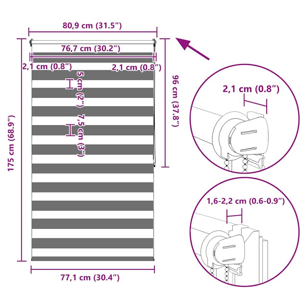 Doppelrollo Seitenzug Duo Rollo 80 x 175 cm grau