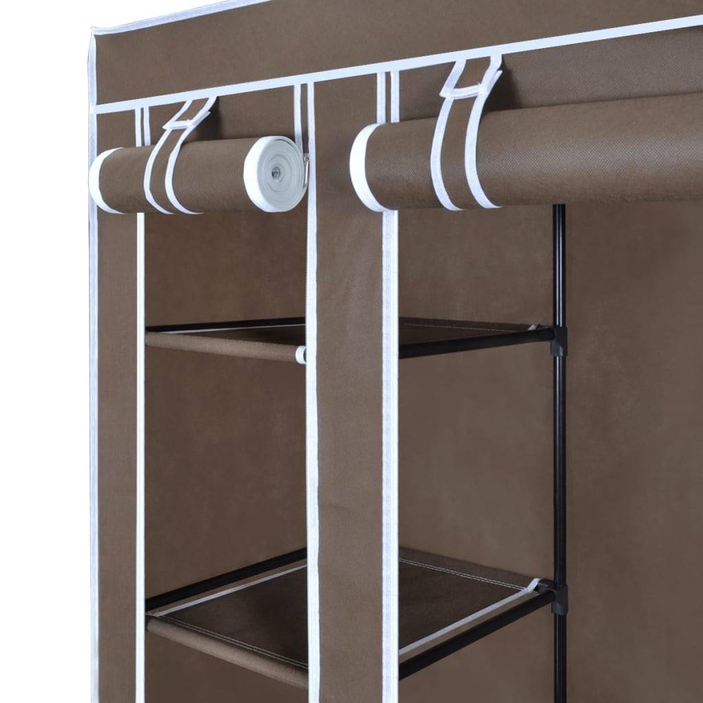 vidaXL Stoffschrank mit Fächern und Stangen 45×150×176 cm Braun