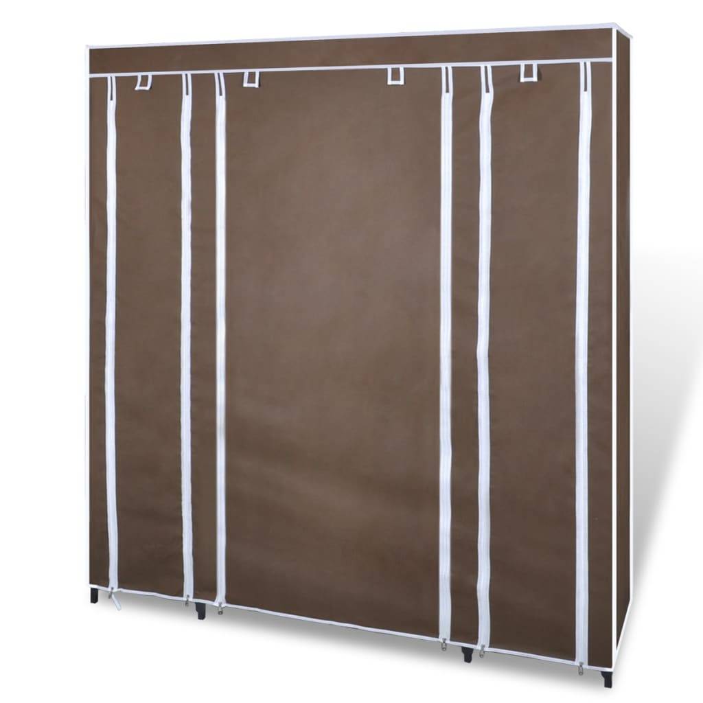 vidaXL Stoffschrank mit Fächern und Stangen 45×150×176 cm Braun