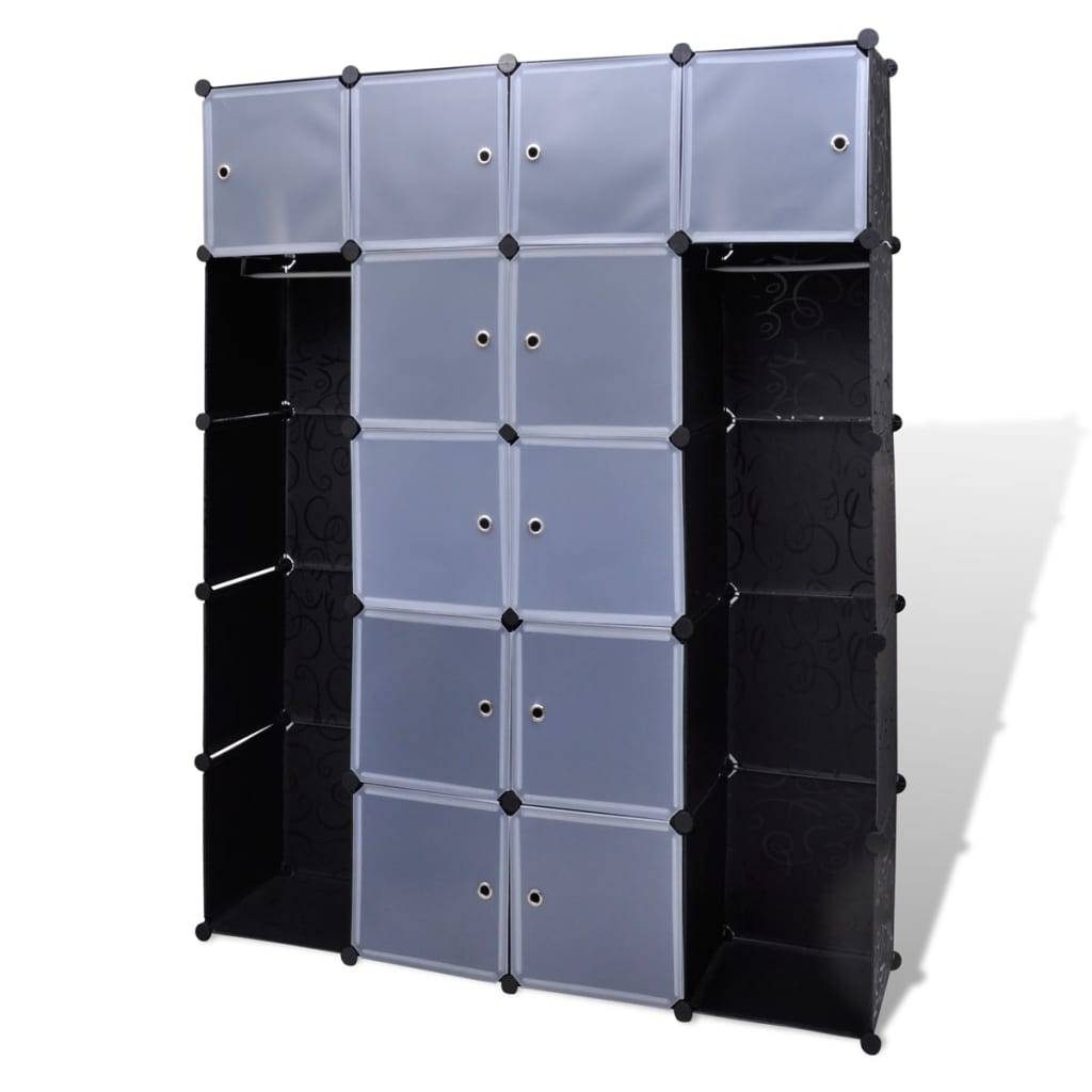 vidaXL Modularer Schrank mit 14 Fächern schwarz/weiß 37x146x180,5cm