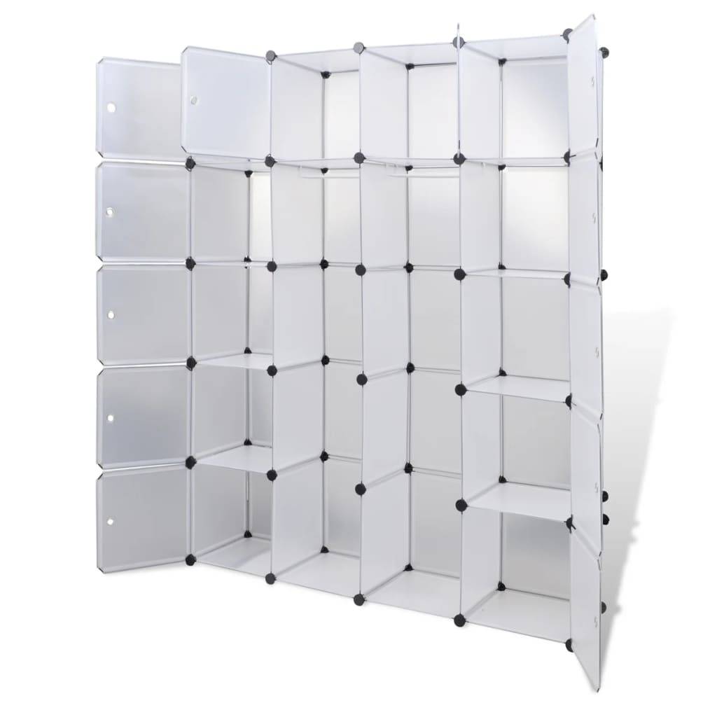 vidaXL Modularer Schrank mit 14 Fächern Weiß 37x146x180,5 cm