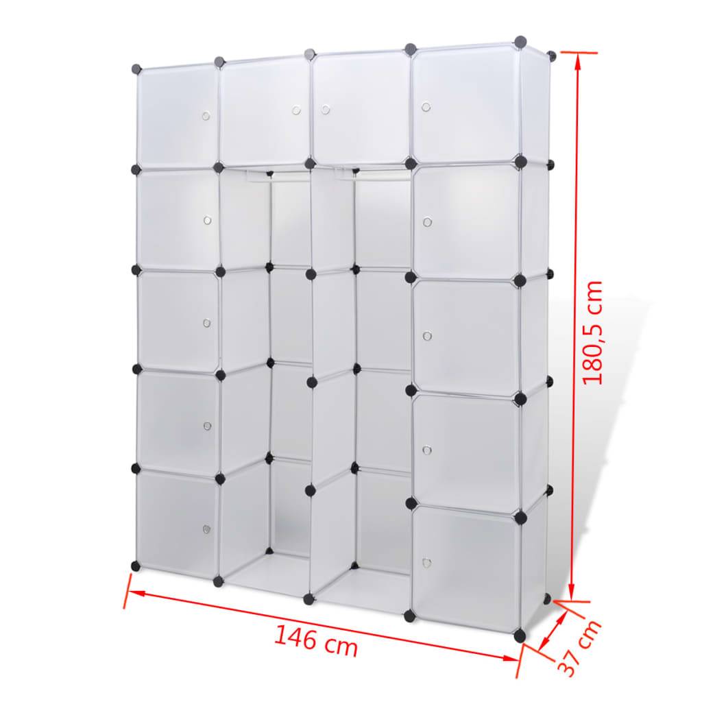 vidaXL Modularer Schrank mit 14 Fächern Weiß 37x146x180,5 cm