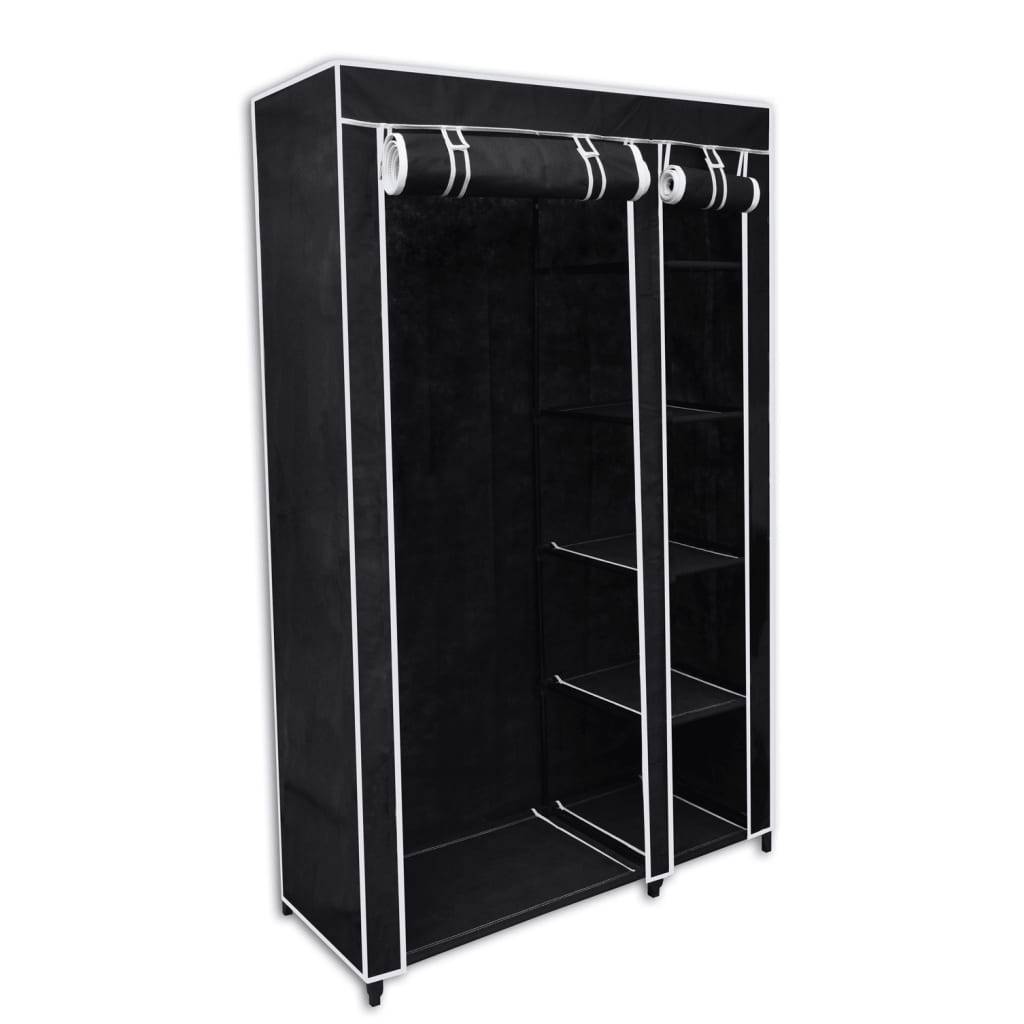 vidaXL Faltbarer Stoffschrank Schwarz 110 x 45 x 175 cm
