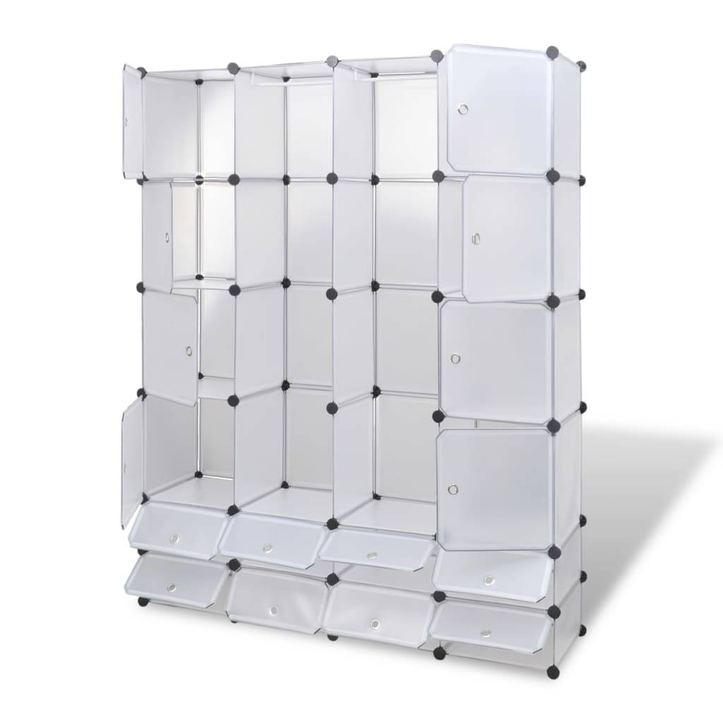 vidaXL Modularer Schrank mit 18 Fächern Weiß 37x146x180,5 cm