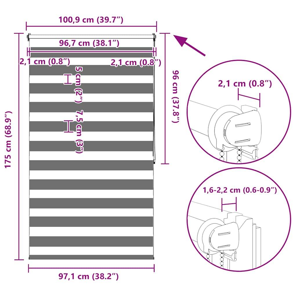 Doppelrollo Seitenzug 100 x 175 cm grau