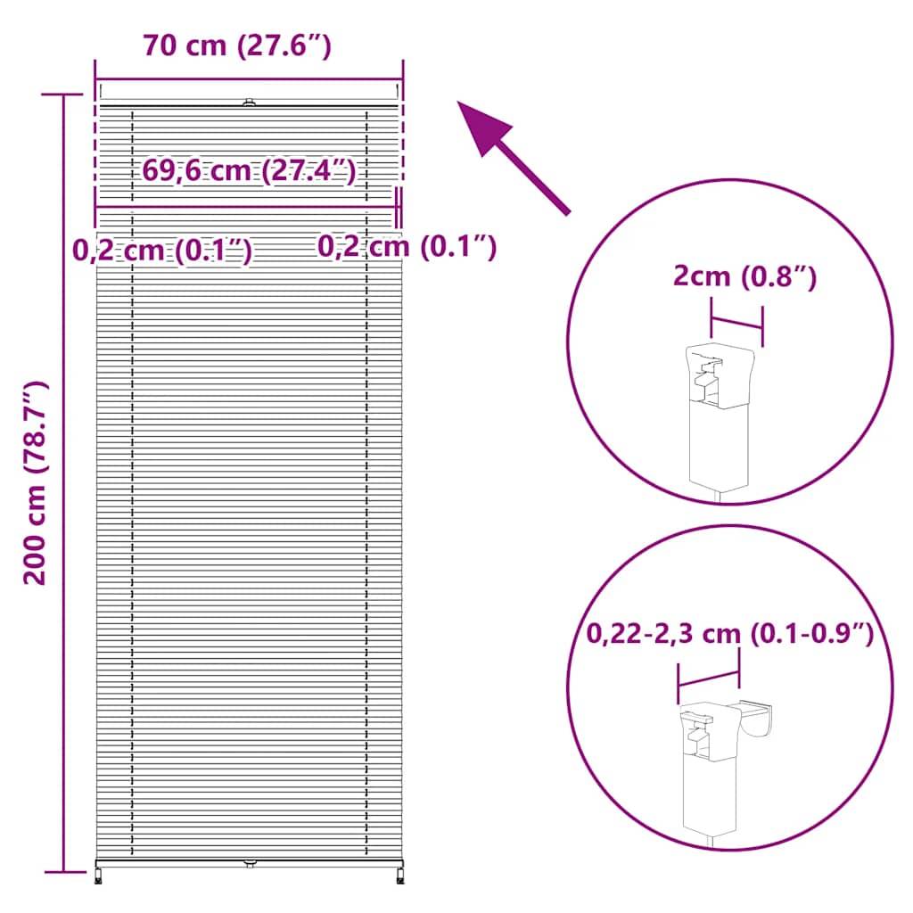 vidaXL Verdunklungsplissee 70×200 cm Weiß