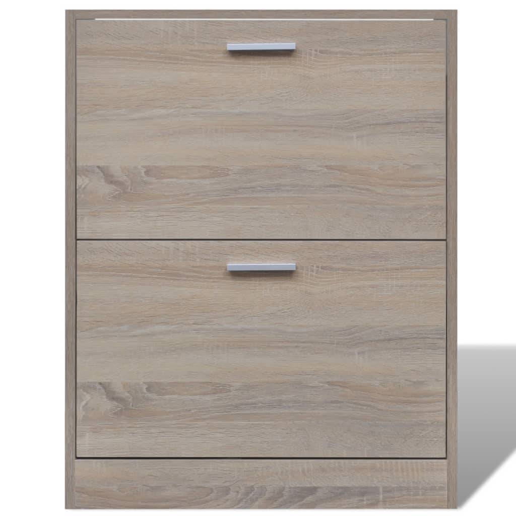 vidaXL Schuhschrank Holz in Eichen-Optik mit 2 Schuhkippern